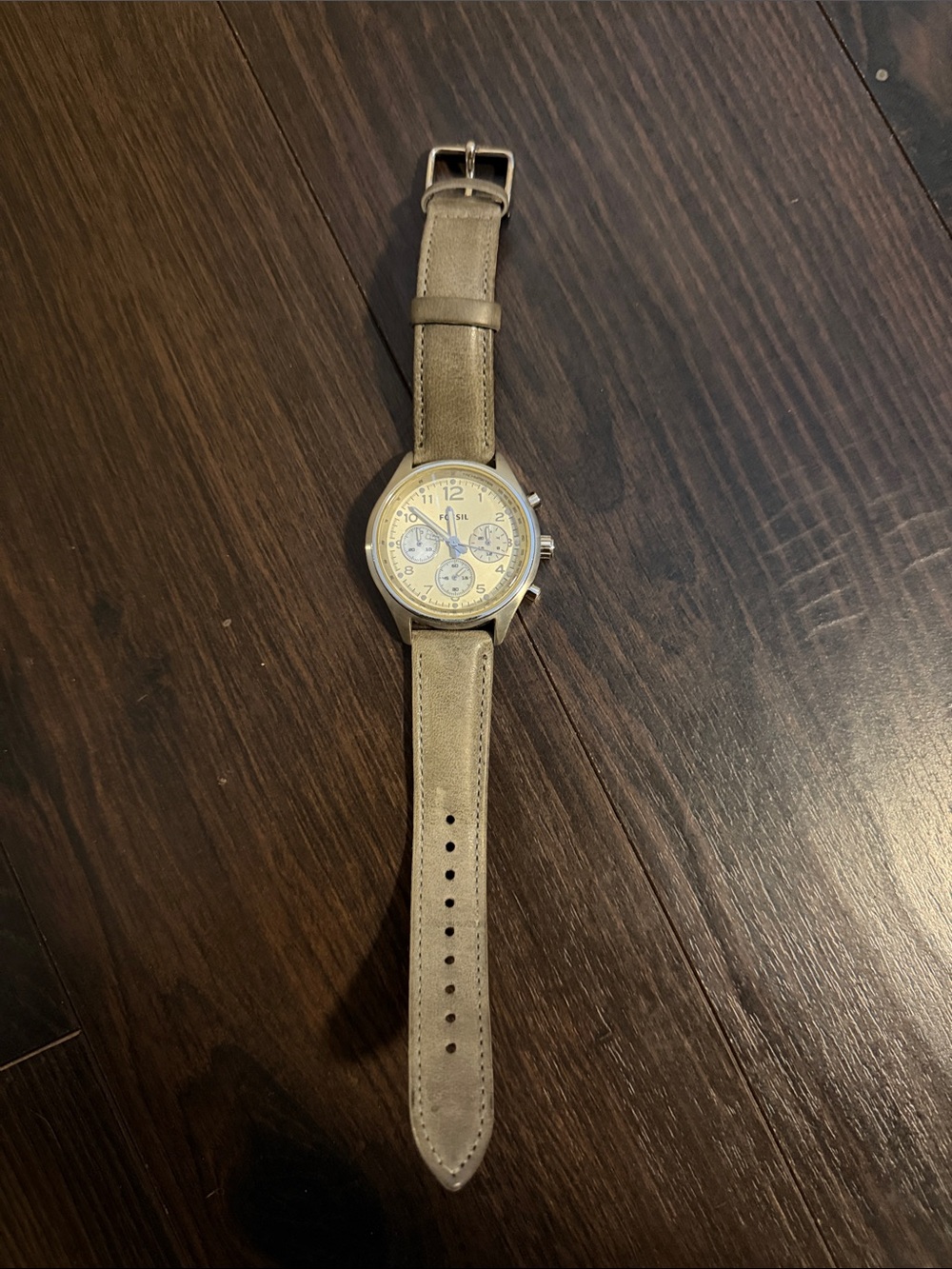 Women's Grey Leather Chronograph Watch